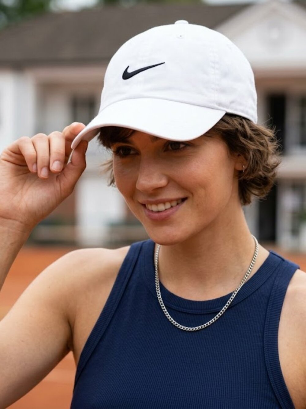 Nike Club Cap White Cotton Adjustable Baseball Hat Embroidered Logo One Size